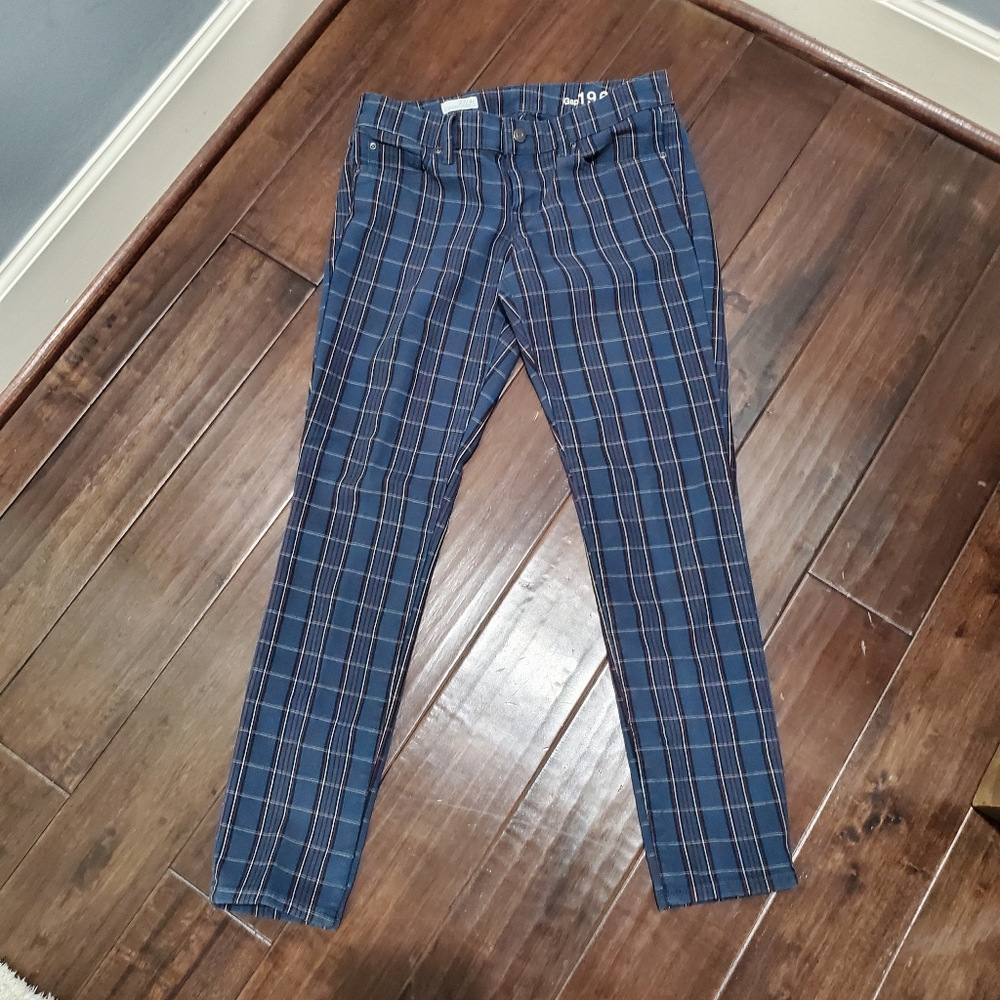 COPY - Gap Always Skinny Blue plaid pants, size 4.